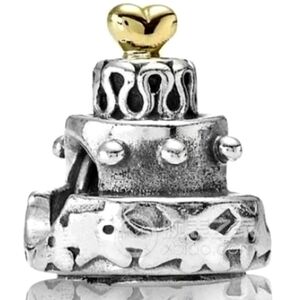 Pandora Celebration Cake Charm S925ALE +14k Gold Heart